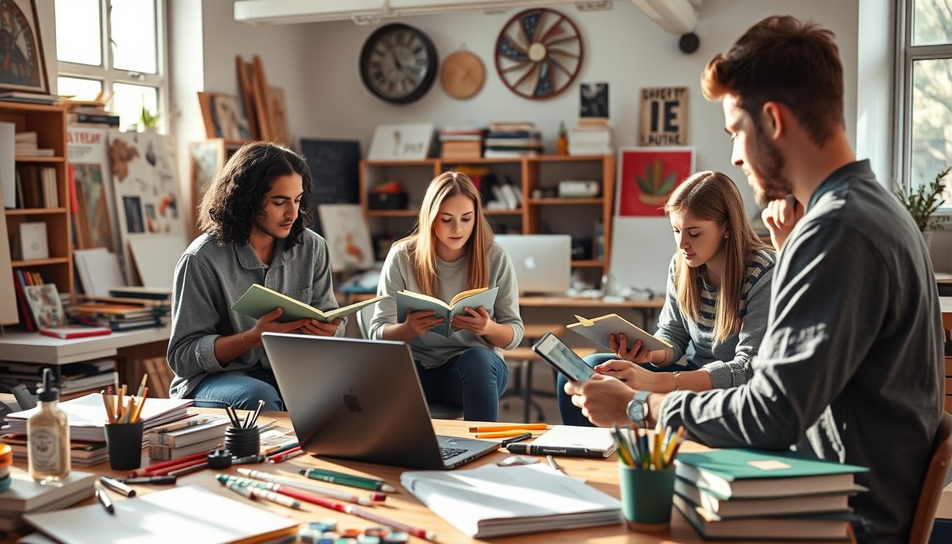 Student preparing for exams with study materials